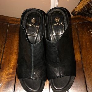 Isola Isabella Black Leather slides, size 10